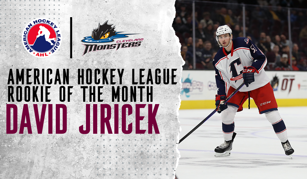 Monsters defenseman David Jiricek named AHL Rookie of the Month ...